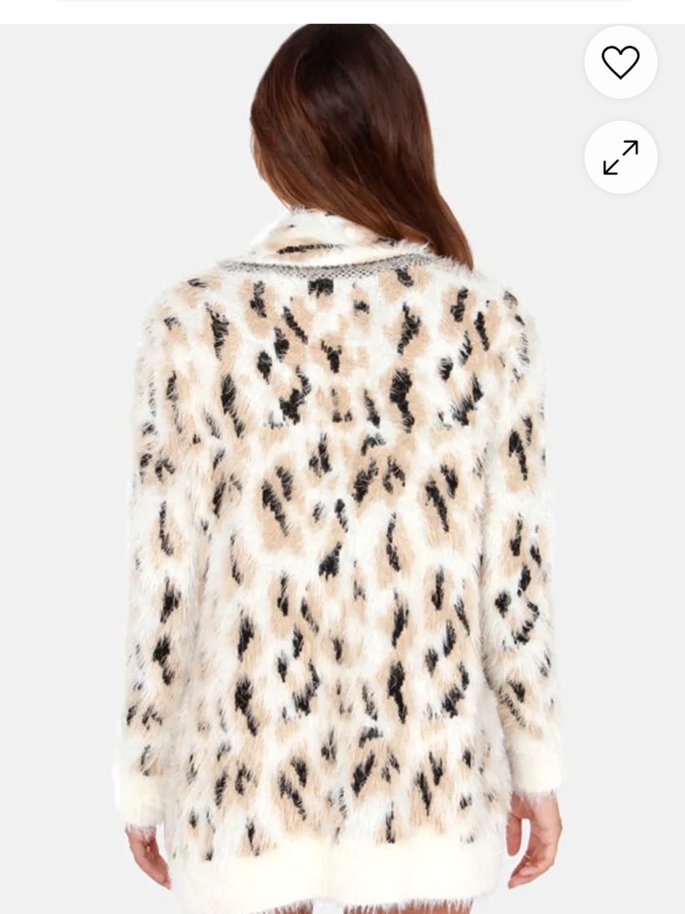 Mink Pink Zippora Cream Animal Print Wrap Sweater Cardigan SM Leopard Print Cozy - Picture 10 of 17